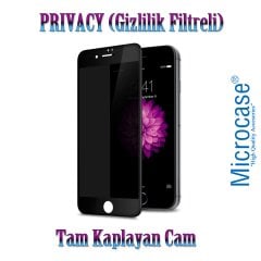 Microcase iPhone 7 Plus Privacy Gizlilik Filtreli Tam Kaplayan Tempered Cam - Siyah