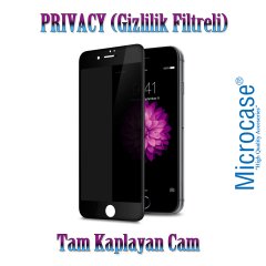 Microcase iPhone 8 Privacy Gizlilik Filtreli Tam Kaplayan Tempered Cam - Siyah