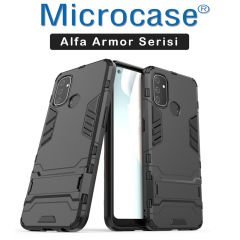 Microcase OnePlus Nord N10 Alfa Armor Standlı Perfect Koruma Kılıf Siyah