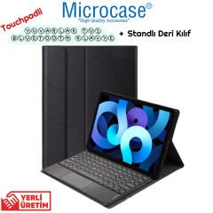 Microcase Apple iPad Air 5. Nesil 10.9 Yuvarlak Tuş Bluetooth Touchpad Klavyeli Standlı Kılıf - YKK3