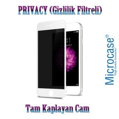 Microcase iPhone 8 Privacy Gizlilik Filtreli Tam Kaplayan Tempered Cam - Beyaz