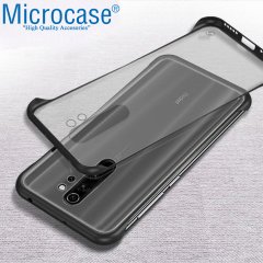 Microcase Xiaomi Redmi Note 9 Frameless Serisi Sert Rubber Kılıf - Siyah + Tempered Glass Cam Koruma