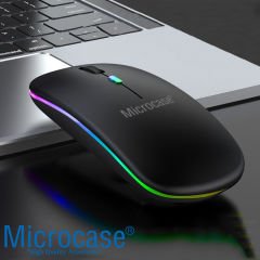 Microcase 1600 DPI Şarj Edilebilir 2.4 GHz RGB Işık Çift Modlu Bluetooth Mouse - AL2767 Siyah