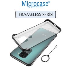 Microcase Xiaomi Redmi Note 9 Frameless Serisi Sert Rubber Kılıf - Siyah + Tempered Glass Cam Koruma