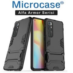 Microcase Xiaomi Mi 10S Alfa Armor Standlı Perfect Koruma Kılıf - Siyah