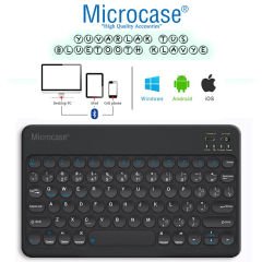 Microcase Tablet ve Telefonlar için Şarjlı Yuvarlak Tuşlu Bluetooth Klavye - AL2768 Siyah