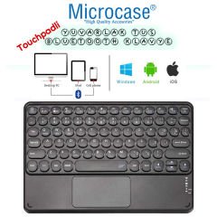 Microcase Tablet ve Telefonlar için Şarjlı Touchpadli Yuvarlak Tuş Bluetooth Klavye - AL2769 Siyah