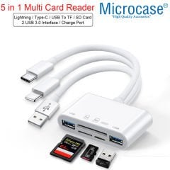 Microcase 5in1 USB 3.0 Lightning Type-C to SD-TF Kart Okuyuculu USB Kamera Adaptörü - AL2774