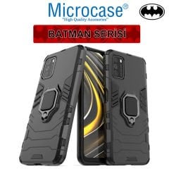 Microcase Xiaomi Redmi 9T Batman Serisi Yüzük Standlı Armor Kılıf - Siyah