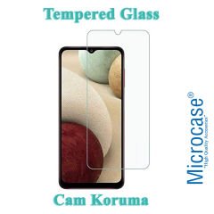 Microcase Samsung Galaxy A12 Tempered Glass Cam Ekran Koruyucu