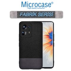 Microcase Xiaomi Mix 4 Fabrik Serisi Kumaş ve Deri Desen Kılıf - Siyah