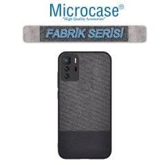 Microcase Xiaomi Poco X3 GT Fabrik Serisi Kumaş ve Deri Desen Kılıf - Siyah