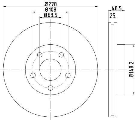 ÖN FREN AYNASI ADET FOCUS 04-12 CMAX 07-10 S40 06-10 C30 10-12 C70 06-13 V50 05-12 278x25x5DLxHVLI