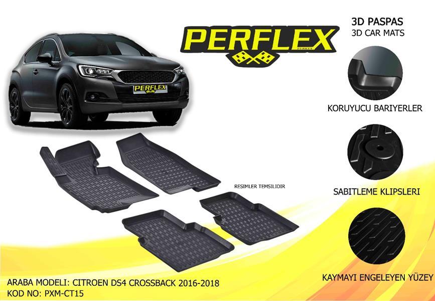 PXM-CT15 PERFLEX 3D X-MAT HAVUZLU PASPAS SİYAH CITROEN DS4 CROSSBACK 2016-2018 3D X-MAT 5 PCS