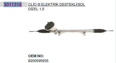 3011318 DİREKSİYON KUTUSU ELEKTRİKLİ ALÜM.JANT 16J CLIO 3 05 MODUS 04 MICRA 3 03
