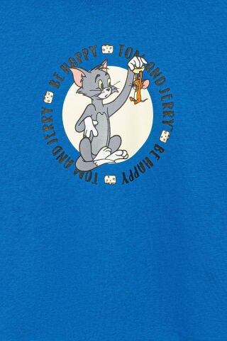 Mavi Tom Jerry Baskılı Kapişonlu Çocuk Sweat 6S10030-70910