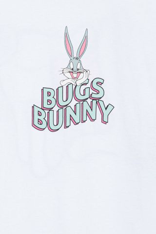 Mavi Bugs Bunny Baskılı Beyaz Çocuk Tişört 7610160-620