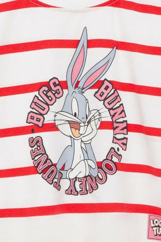 Mavi Bugs Bunny Baskılı Crop Çocuk Tişört 7610165-70436