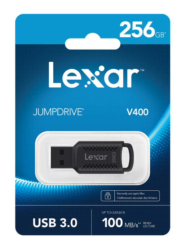 USB LEXAR 256GB LJDV400256G-BNBNG JUMPDRIVE V400 USB 3.0 FLASH DRIVE UP TO 100MB/S READ