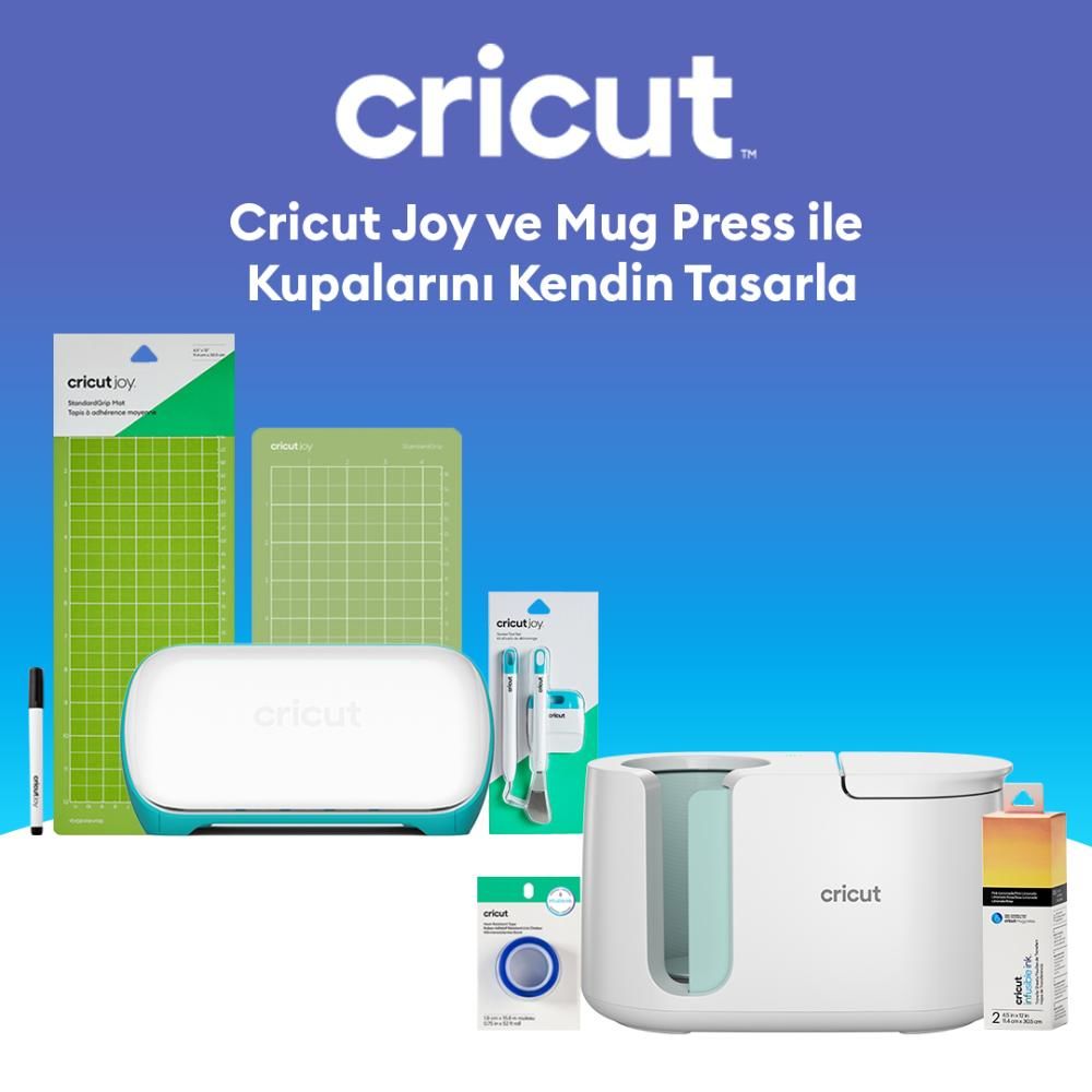 Cricut Joy Kesme Makinesi ve Kupa Presi ile Kupalarını Kendin Tasarla Paketi (Makine + Kupa Presi + Transfer Kağıdı + Isıya Dayanıklı Bant + Alet Seti + Mat)