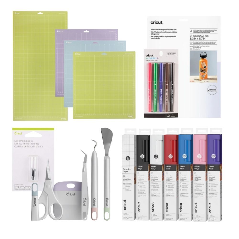 Cricut Explore & Maker Kesici Makineleri İçin Temel İhtiyaç Paketi (Vinil, Alet ve Sarf Malzemeleri)