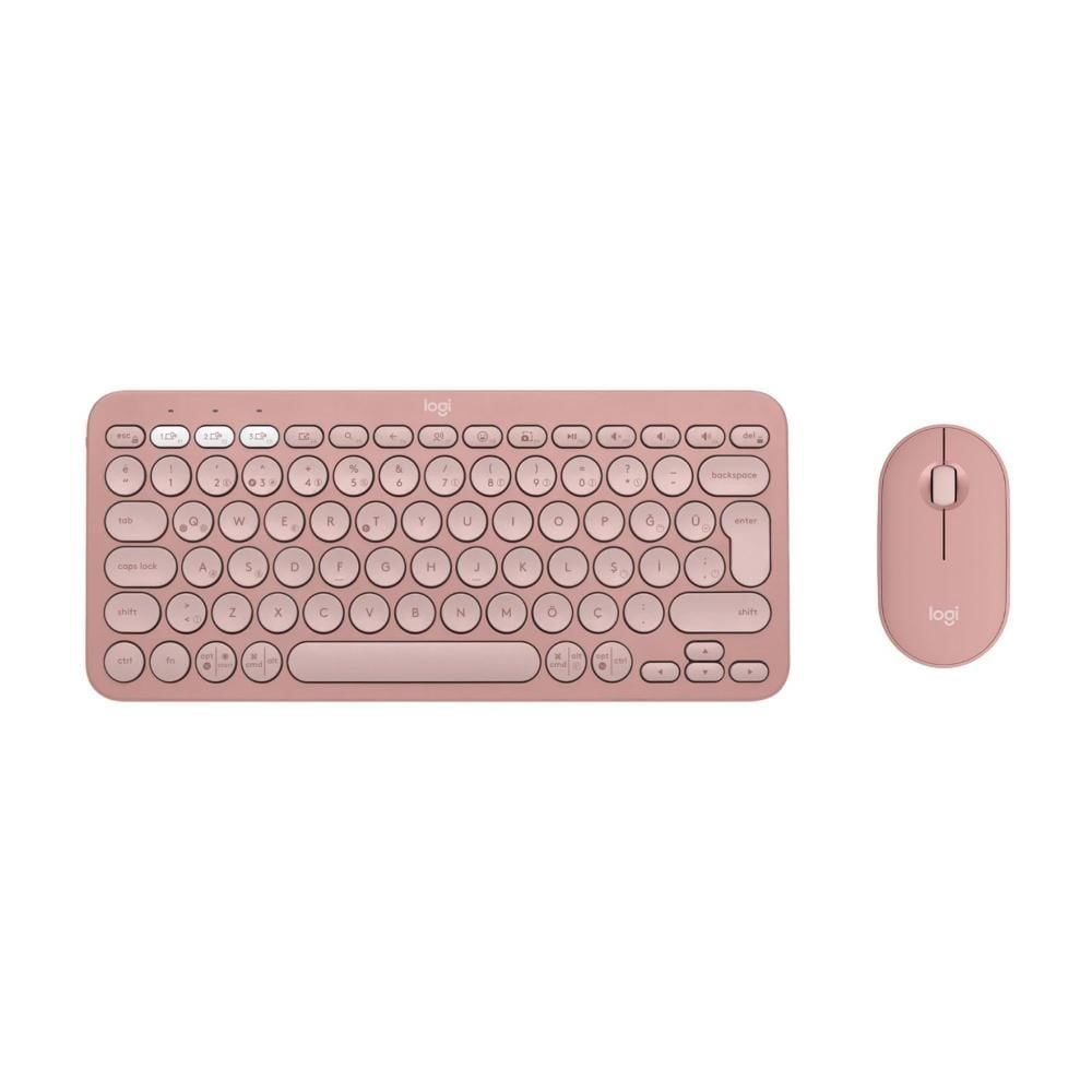 Logitech Pebble Keys 2 K380s Bluetooth Klavye -920-011861 + Logitech M350s Pebble 2 Kablosuz Sessiz Mouse-910-007014