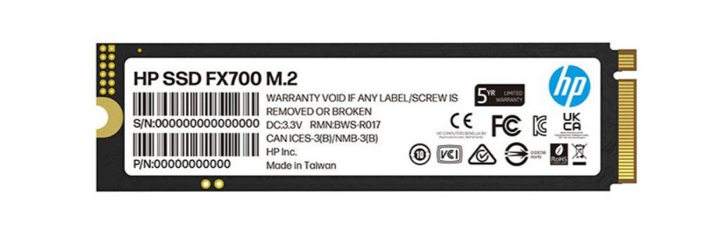 HP FX700 2TB 7200/6200MB/s M.2 2280 PCI Express 4.0 NVMe SSD 8U2N5AA