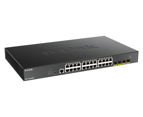 D-LINK DGS-1250-28XMP 24 Ports 10/100/1000 Mbps PoE + 4 Ports 10G SFP+ Smart Managed Switch(24 ports with PoE (30 W), PoE Budget 370 W)