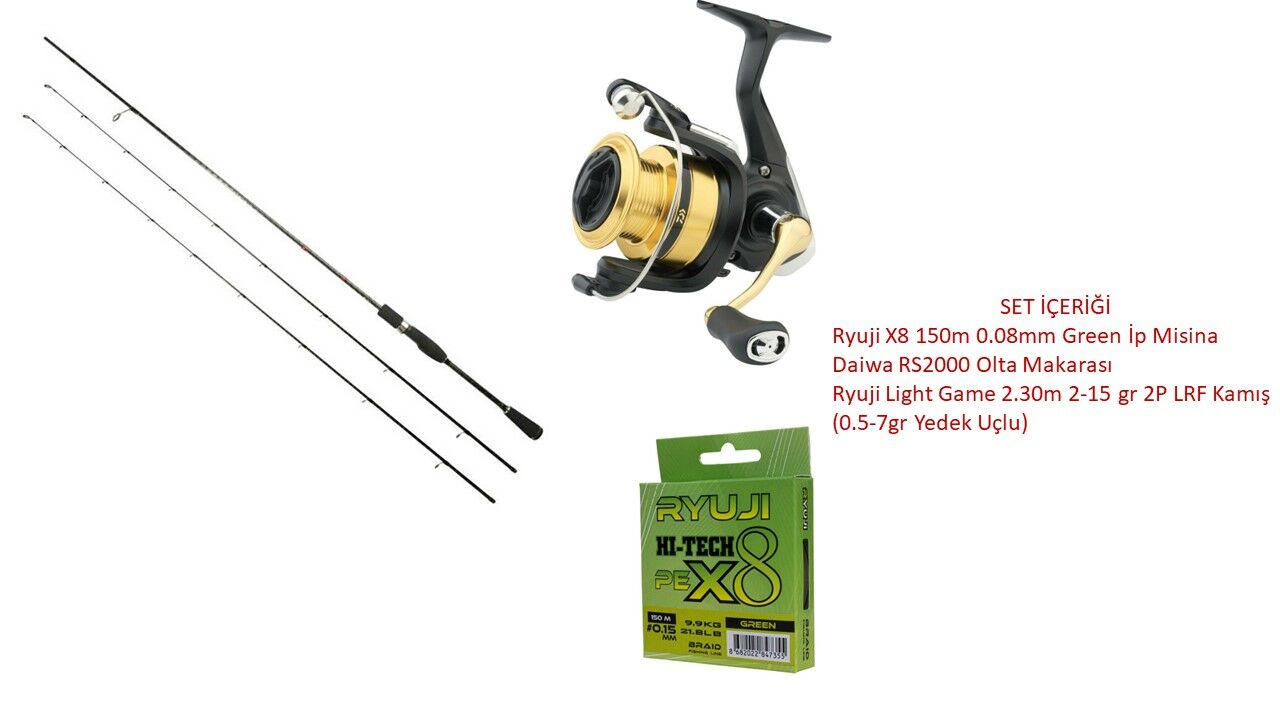 Ryuji Light Game 2.30m 2-15 gr & Daiwa RS2000 LRF Set