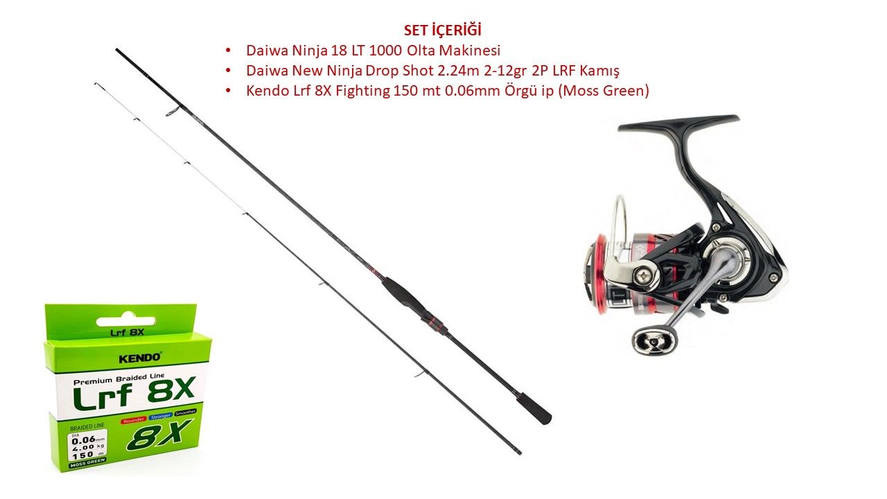 Daiwa New Ninja Drop Shot 2.24m 2-12gr & Daiwa Ninja 18 LT 1000 LRF SET