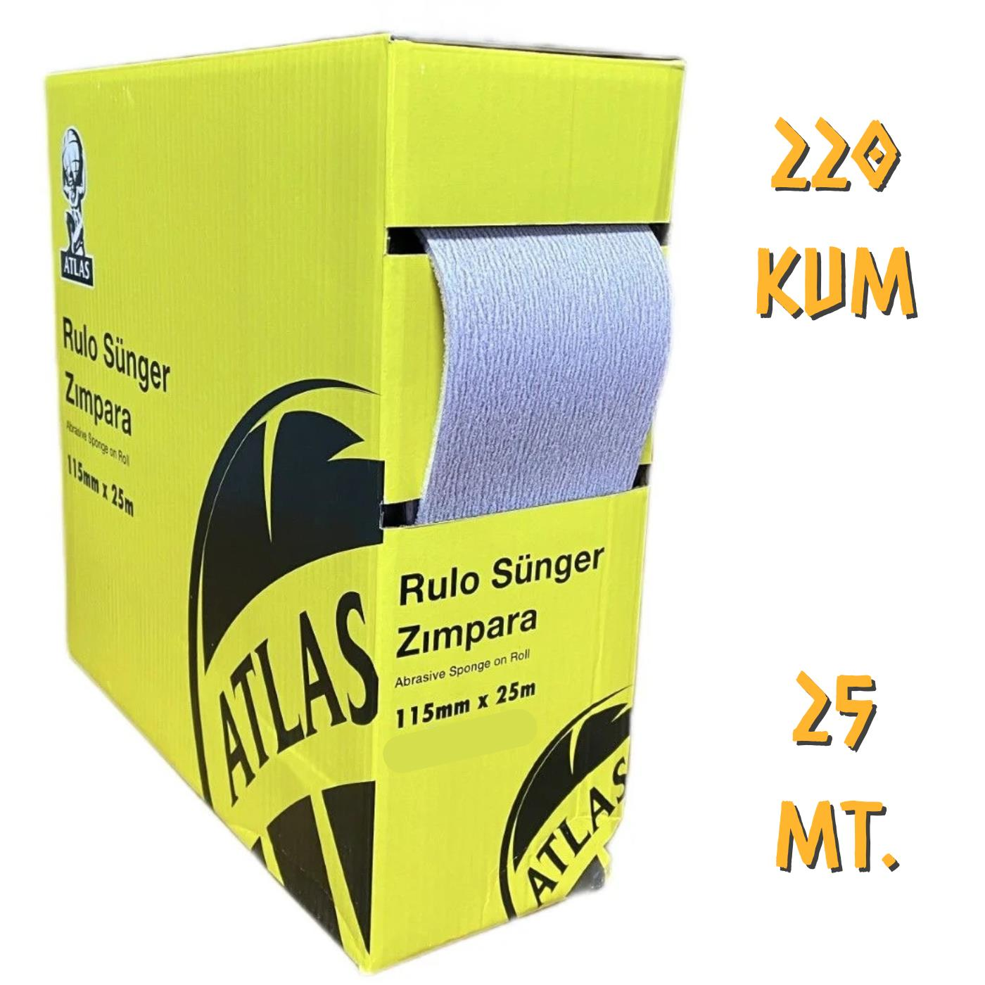 Atlas Rulo Soft Sünger Zımpara 115 mm. - 25 mt. - 220 Kum