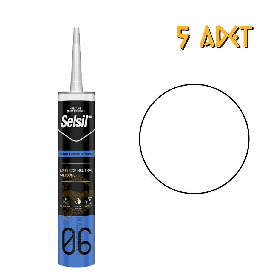 Selsil Dış Cephe Nötr Silikon BEYAZ 300 ml. - 5 Adet