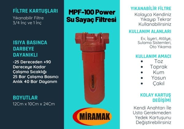 Miramak MPF-100 Power Su Sayaç Filtresi 1''inç