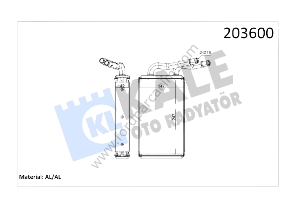 Transit V-347 Kalorifer Radyatörü Klimasız Tip 2007-2013 Arası Modeller İçin KALE