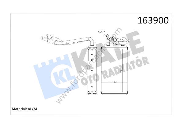 Transit V-184 - V-347 Kalorifer Radyatörü Klimalı Tip 2002-2013 Arası Modeller İçin KALE