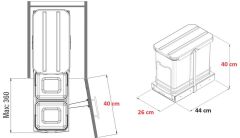 Starax 2'li Raylı Çöp Kovası 12 +12 L