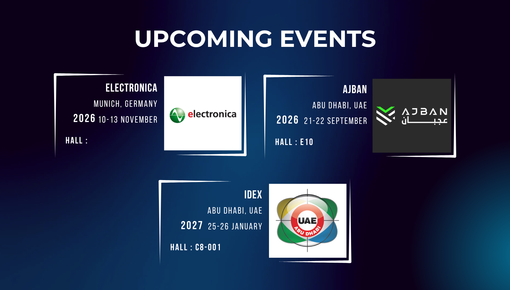 UPCOMING EVENTS