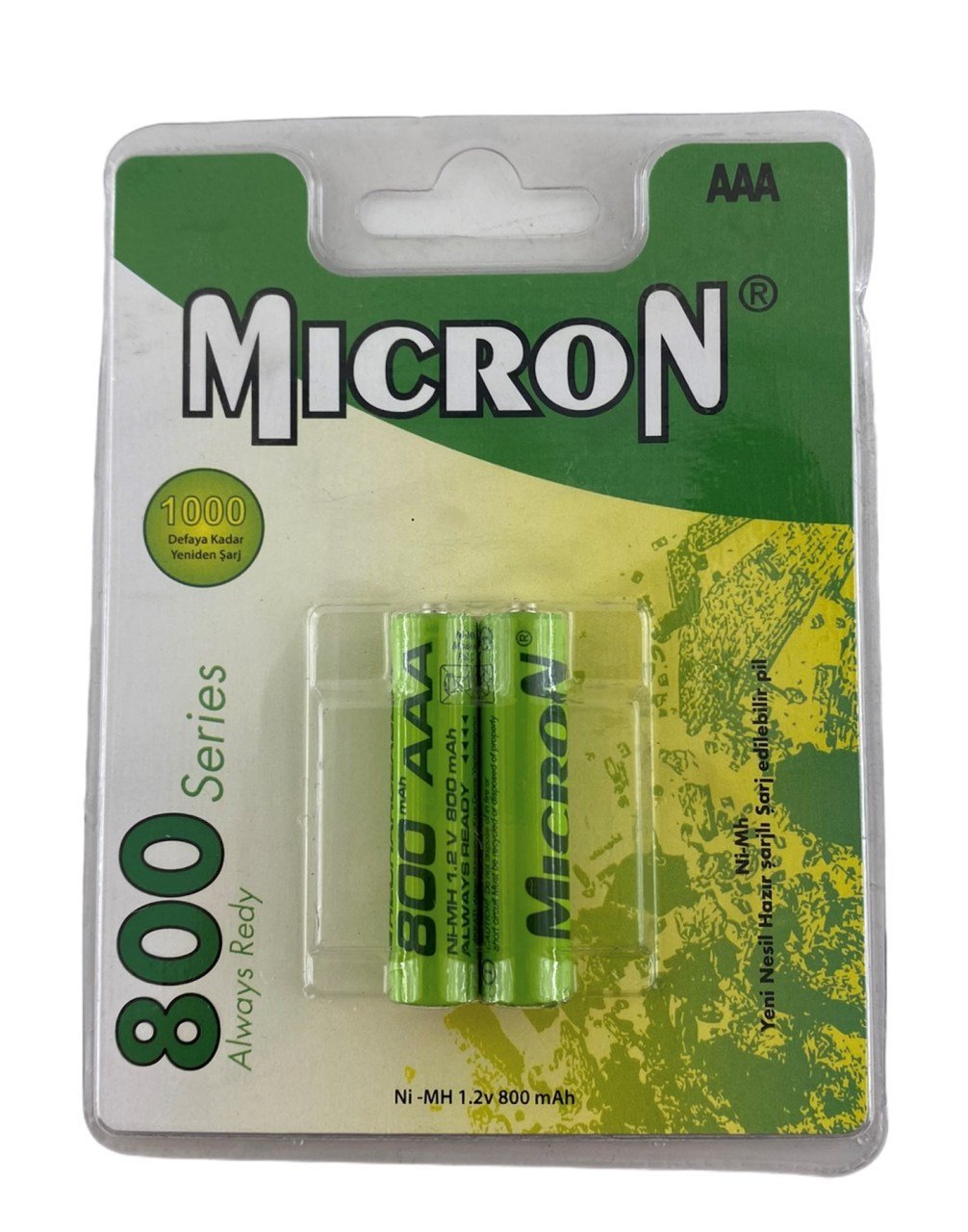 AAA SIZE 800 MAH Nİ-MH ŞARJLI PİL MICRON 2 AD. FİYATIDIR .ŞARJLI PİL İHTİYACINIZA EKONOMİK ÇÖZÜM