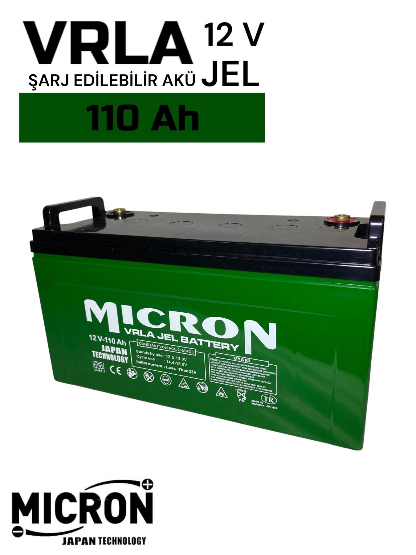 Micron  12V 110 Ah Japon Teknoloji VRLA Jel Akü Akü (Batarya, pil)