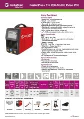 Power Plus TIG 200 AC/DC Pulse  İnverter Kaynak Makinası