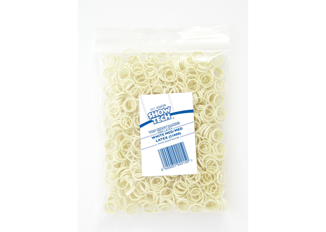 Latex Bands Medium-Medium White - 1000 pcs Top Knot Bands