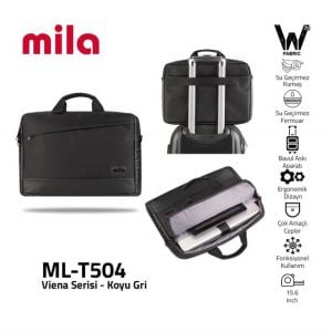 ML-T504 Mila ML-T504 Viena Serisi 15.6'' Su Geçirmez Kumaş Laptop Notebook Taşıma