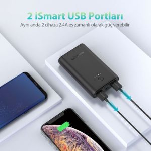 RP-PB170-BK Çift 2.4A Çıkış 10050mAh Taşınabilir Şarj Cihazı Powerbank