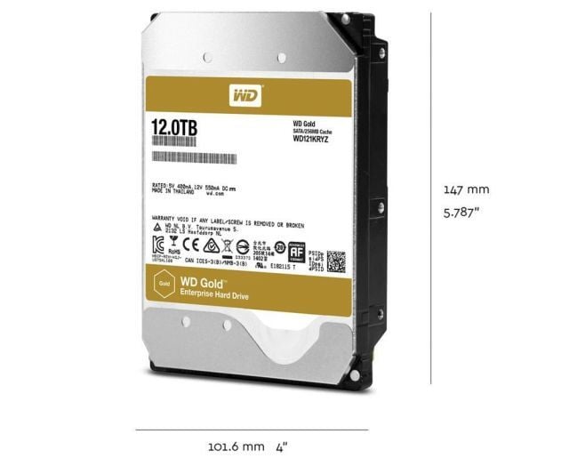 WD121KRYZ 12TB 3.5'' 7200RPM 256MB Sata3 Gold Enterprise Dahili HardDisk