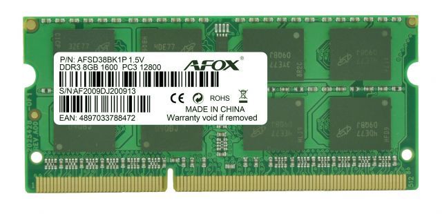 AFSD38BK1P DIM MEMORY DDR3 8GB 1600Mhz SODIMM