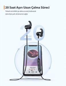 TT-BH076 Mıknatıslı Bluetooth Ter Geçirmez IPX6 Spor Kulaklık 20 Saat Müzik+Kılıf