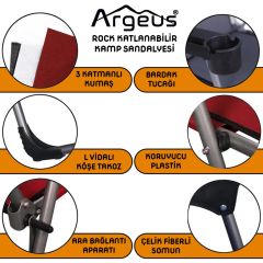 Argeus Rock 4'lü Bardaklı Katlanabilir Sandalye ve Masa Seti - Gri (A-15)