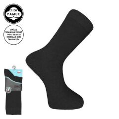 Pro Çorap Şeker (Diyabetik) Sıkmayan Pamuk Erkek Çorabı Siyah (16408-R1)