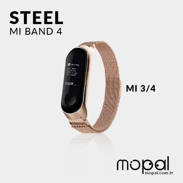 Steel Mi Band 4 Metal Kordon - Mi 3/4 - Gold Gold - Mi 3