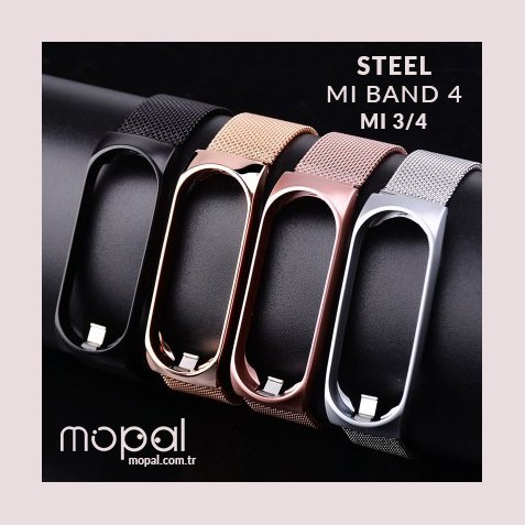 Steel Mi Band 4 Metal Kordon - Mi 3/4 - Gri Gri - Mi 3
